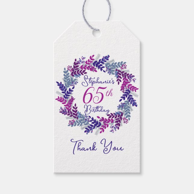 Eleganter Lila Rosa Kraut 65. Geburtstag Geschenkanhänger (Vorderseite)