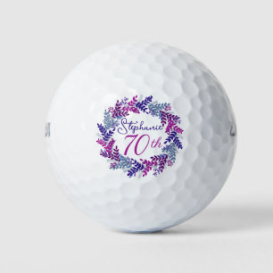 Eleganter Lila Rosa Kraut 70. Geburtstag Golfball