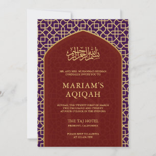 Eleganter lila rot goldener islamischer Mihrab Aqi Einladung