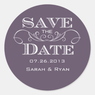 Eleganter Lila Save the Date Aufkleber