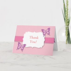 Eleganter Lila Schmetterling Dank Babydusche Dankeskarte