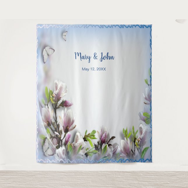 Eleganter Lila Schmetterling-Hintergrund Wandteppich (Vorderseite)