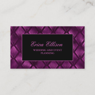 Eleganter lila-schwarzer Art Deco-Hochzeitsplaner Visitenkarte