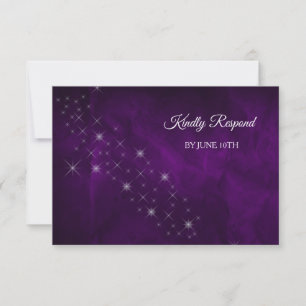 Eleganter Lila Silver Star Wedding RSVP Karte