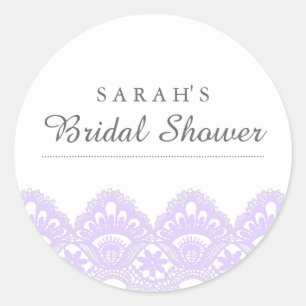 Eleganter lila Spitzen-Hochzeitstickers Runder Aufkleber