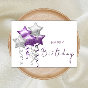 Eleganter Lila Star Balloons Modernes Glück zum Ge Karte