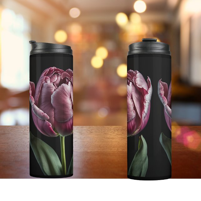 "Eleganter Lila Tulip" 12 oz. Tumbler Thermosbecher (Elegant Tulip Tumbler
This tumbler offers a blend of art and functionality)