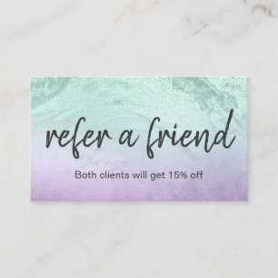 Eleganter, lila und minziger Glitzer mit Marmor Empfehlungskarte