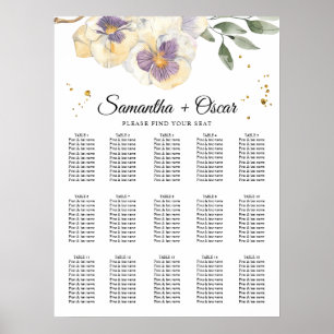 Eleganter Lila- und Pansy-Aquarell Poster