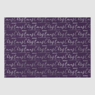 Eleganter lila und silberner Frohe Weihnachten Tex Seidenpapier