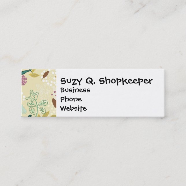 Eleganter Lila und Türkis-Blumenblatt-Entwurf Mini Visitenkarte (Vorderseite)