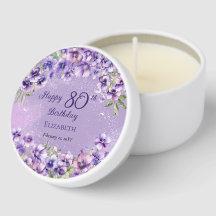 Eleganter Lila Violets floraler Happy 80. Geburtst