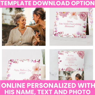 Eleganter Lila Wasserfarben und rosa Keepake Karte