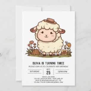 Eleganter Little Sheep Digital Geburtstag Einladung