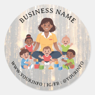 Eleganter Logo-Aufkleber für Kinderbetreuung Wir Runder Aufkleber