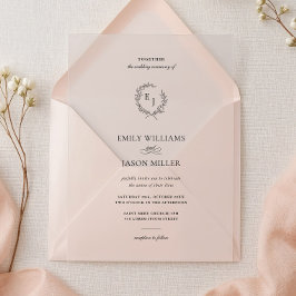 Eleganter Lorbeerkranz Minimalistische Hochzeit  Acryleinladungen