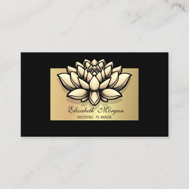 Eleganter Lotus Beruflich, Imitate Gold Frame Blac Visitenkarte (Vorderseite)