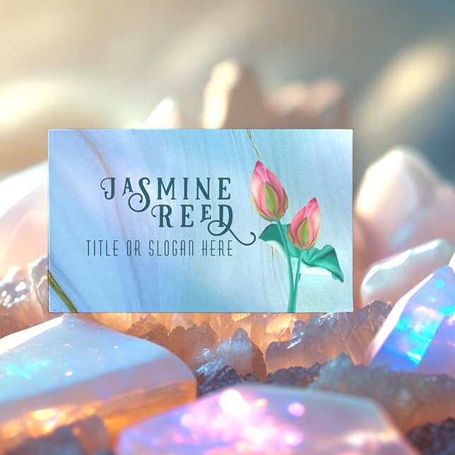 Eleganter Lotus Bud für Wellness Wellness-Center | Visitenkarte (Marble and Gold Hand Painted Lotus Flower Business Card, perfect if you are a Massage Therapist!)