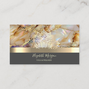 Eleganter Lotus-Gold-Streifen-Marmor-Yoga Visitenkarte
