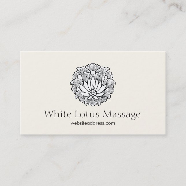 Eleganter Lotus Massage Therapist für Naturgesundh Visitenkarte (Vorderseite)