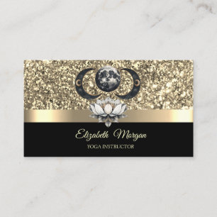 Eleganter Lotus-Mond Himmelsglitter Gold Yoga Visitenkarte