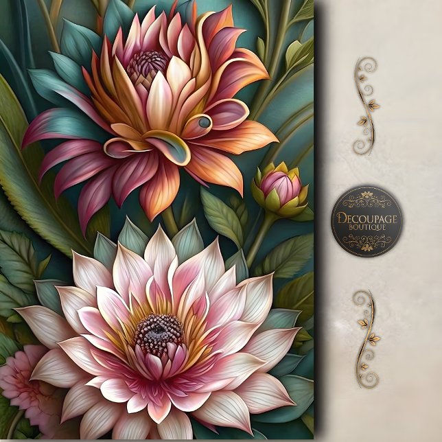 Eleganter Lotusgarten-Decoupage Seidenpapier (Elegant Lotus Garden Decoupage Tissue Paper)