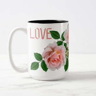 Eleganter 'LOVE'-Rosa-Rosen-Zweiton-Becher Zweifarbige Tasse