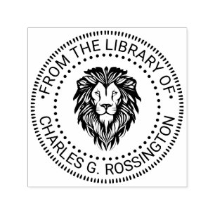 Eleganter Löwenkopf #3 NT Runde Bibliotheksbuch Na Permastempel