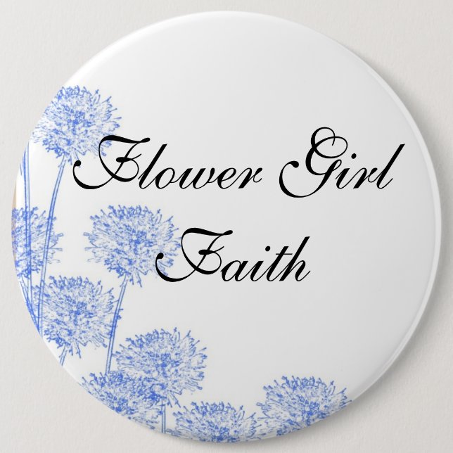 Eleganter Löwenzahn blüht Blumen-Mädchen-Hochzeit Button (Vorderseite)