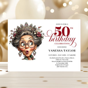 Eleganter lustiger Lady 50. Geburtstag Humor Party Einladung
