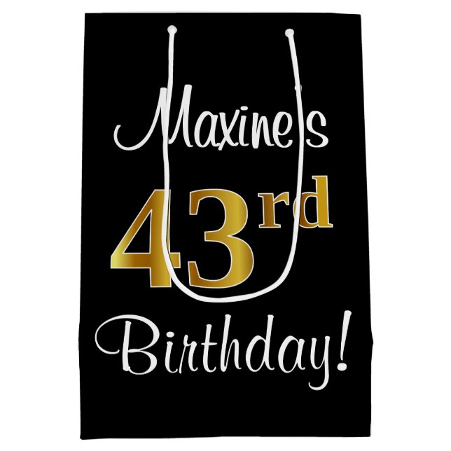 Eleganter, luxuriöser, Imitate Gold Look 43. Gebur Mittlere Geschenktüte (Rückseite)