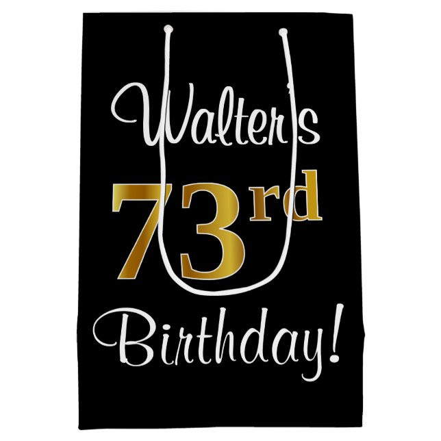 Eleganter, luxuriöser, Imitate Gold Look 73. Gebur Mittlere Geschenktüte (Rückseite)