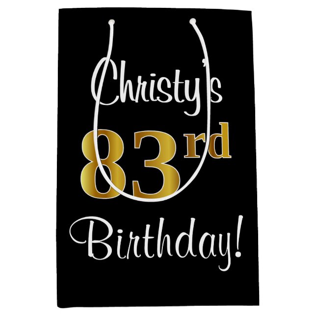 Eleganter, luxuriöser, Imitate Gold Look 83. Gebur Mittlere Geschenktüte (Vorderseite)