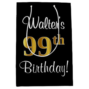 Eleganter, luxuriöser, Imitate Gold Look 99. Gebur Mittlere Geschenktüte