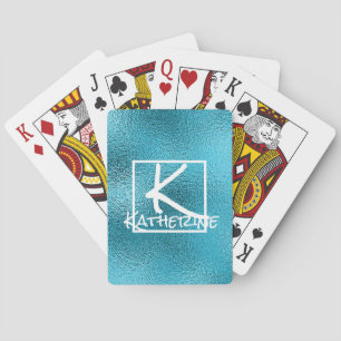 Eleganter Luxus Blauer Glitter Glamour Bling Spielkarten