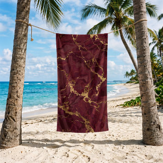 Eleganter Luxus-Bordeaux-Goldmarmor Strandtuch