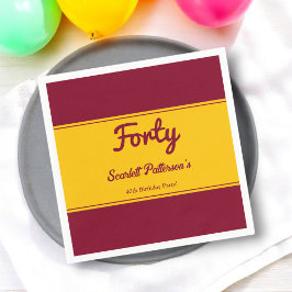 Eleganter Luxus Burgund und Gold 40. Geburtstag Serviette