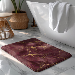 Eleganter Luxus-Burgunder-Gold-Marmor Badematte