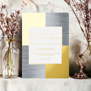 Eleganter Luxus Chic Moderne Hochzeit Silber und G Folieneinladung