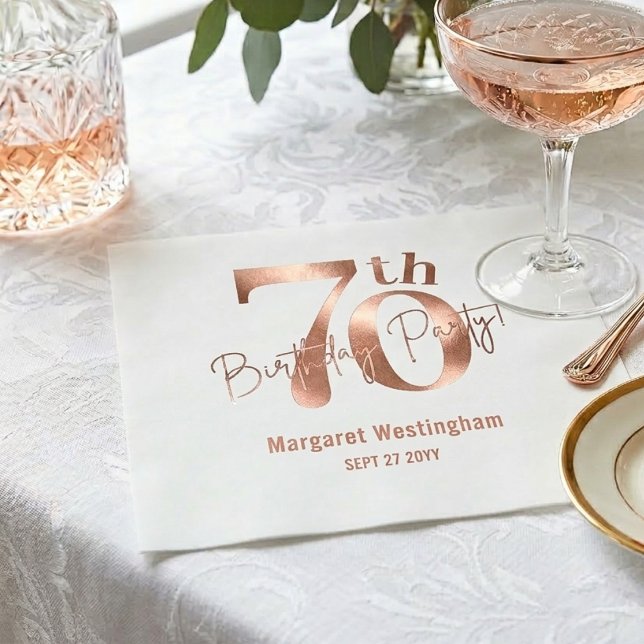 Eleganter Luxus Chic Rose 70. Geburtstag Serviette (Von Creator hochgeladen)