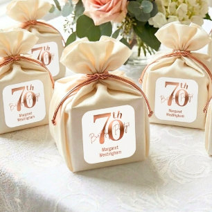 Eleganter Luxus Chic Roségold 70. Geburtstag Quadratischer Aufkleber