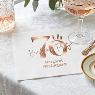 Eleganter Luxus Chic Roségold 70. Geburtstag Serviette