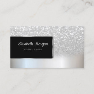 Eleganter Luxus Chic Silber Glitter Bokeh Ombre Visitenkarte
