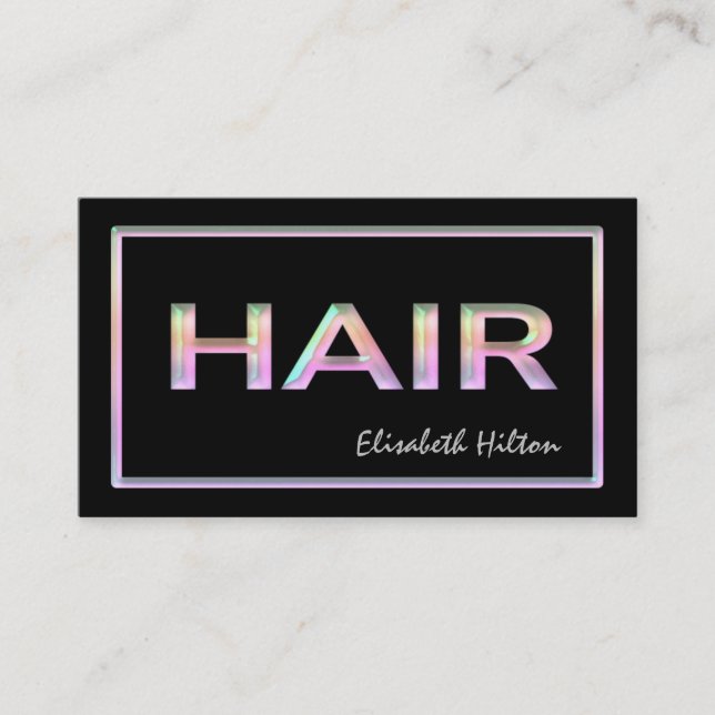 Eleganter Luxus glamourös holografische HAIR Visitenkarte (Vorderseite)