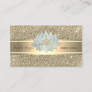 Eleganter Luxus-Glitter, Goldstreifen, Blauer Lotu Visitenkarte