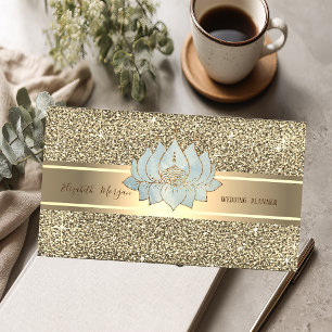 Eleganter Luxus-Glitzer, Goldstreifen, Blauer Lotu Visitenkarte