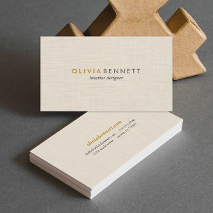 Eleganter Luxus Gold Beige Leinen Textur Minimalis Visitenkarte