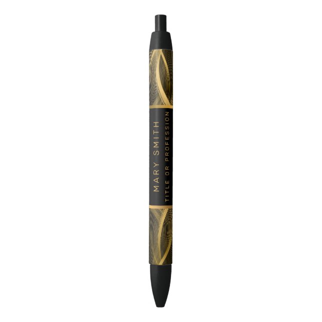 Eleganter Luxus Gold Black Wave Kugelschreiber (Vorderseite Vertikal)