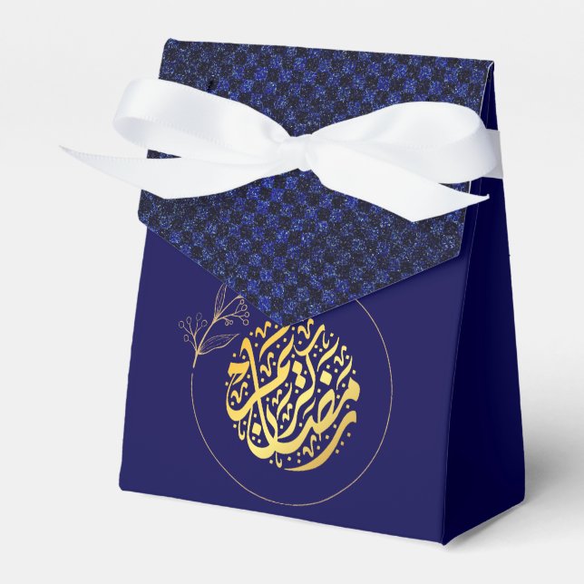 Eleganter Luxus Golden Navy Glitzer Ramadan Kareem Geschenkschachtel (Vorderseite)