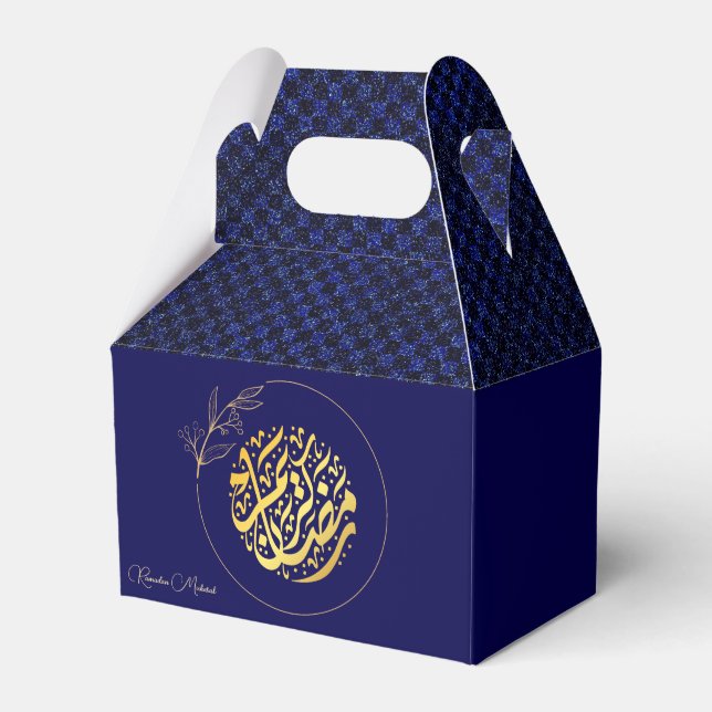 Eleganter Luxus Golden Navy Glitzer Ramadan Mubara Geschenkschachtel (Vorderseite)